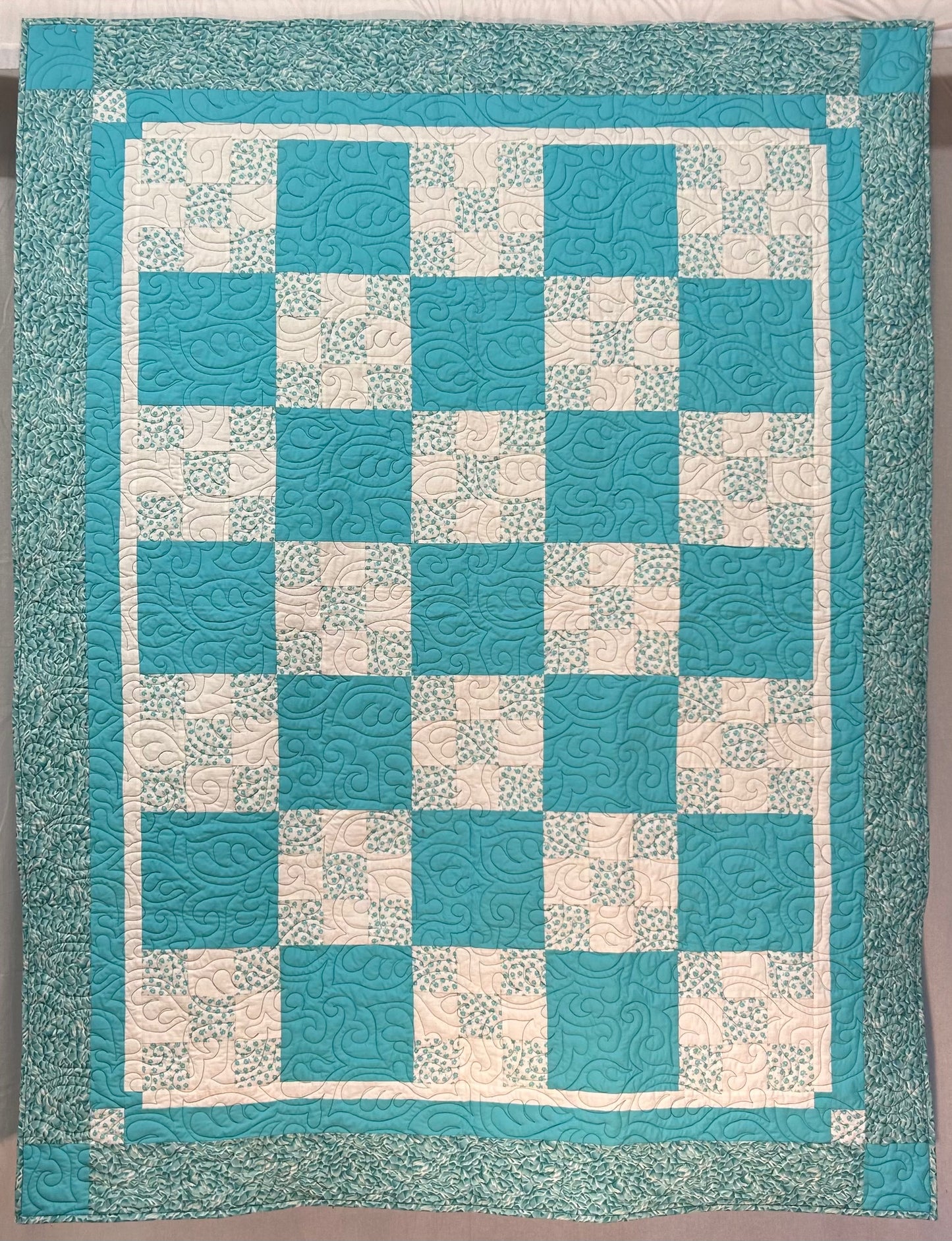 Turquoise Checkerboard Quilt (Twin)