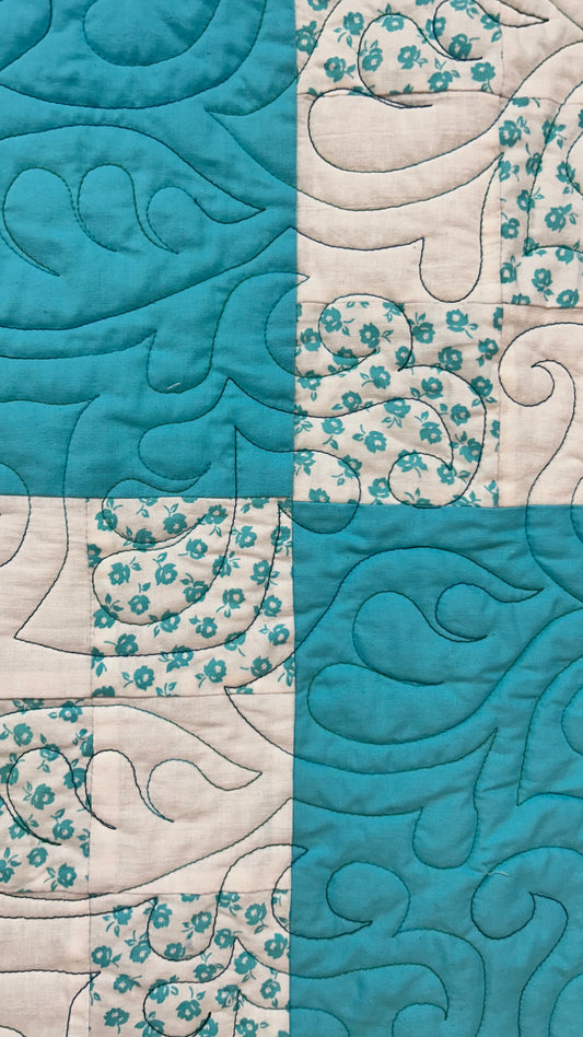 Turquoise Checkerboard Quilt (Twin)
