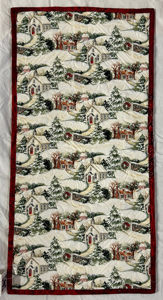 Red Basket Christmas Table Runner
