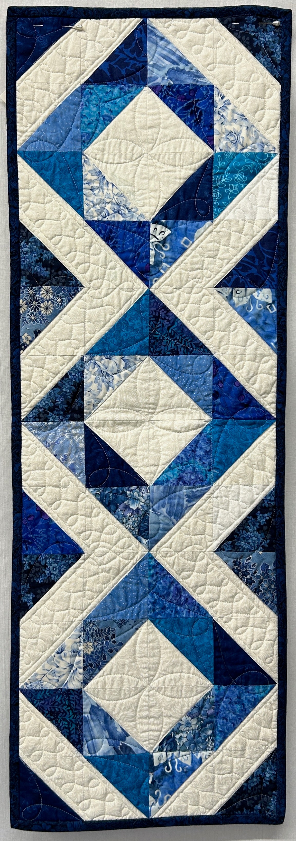 Blue Squares On Point Table Runner