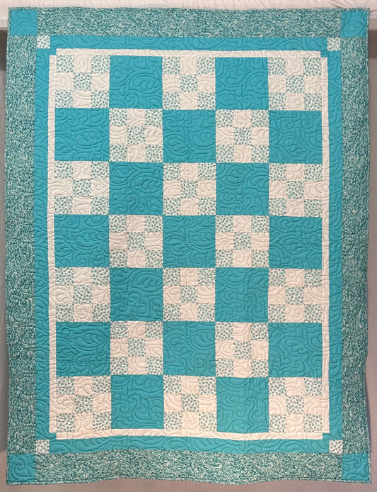 Turquoise Checkerboard Quilt (Twin)