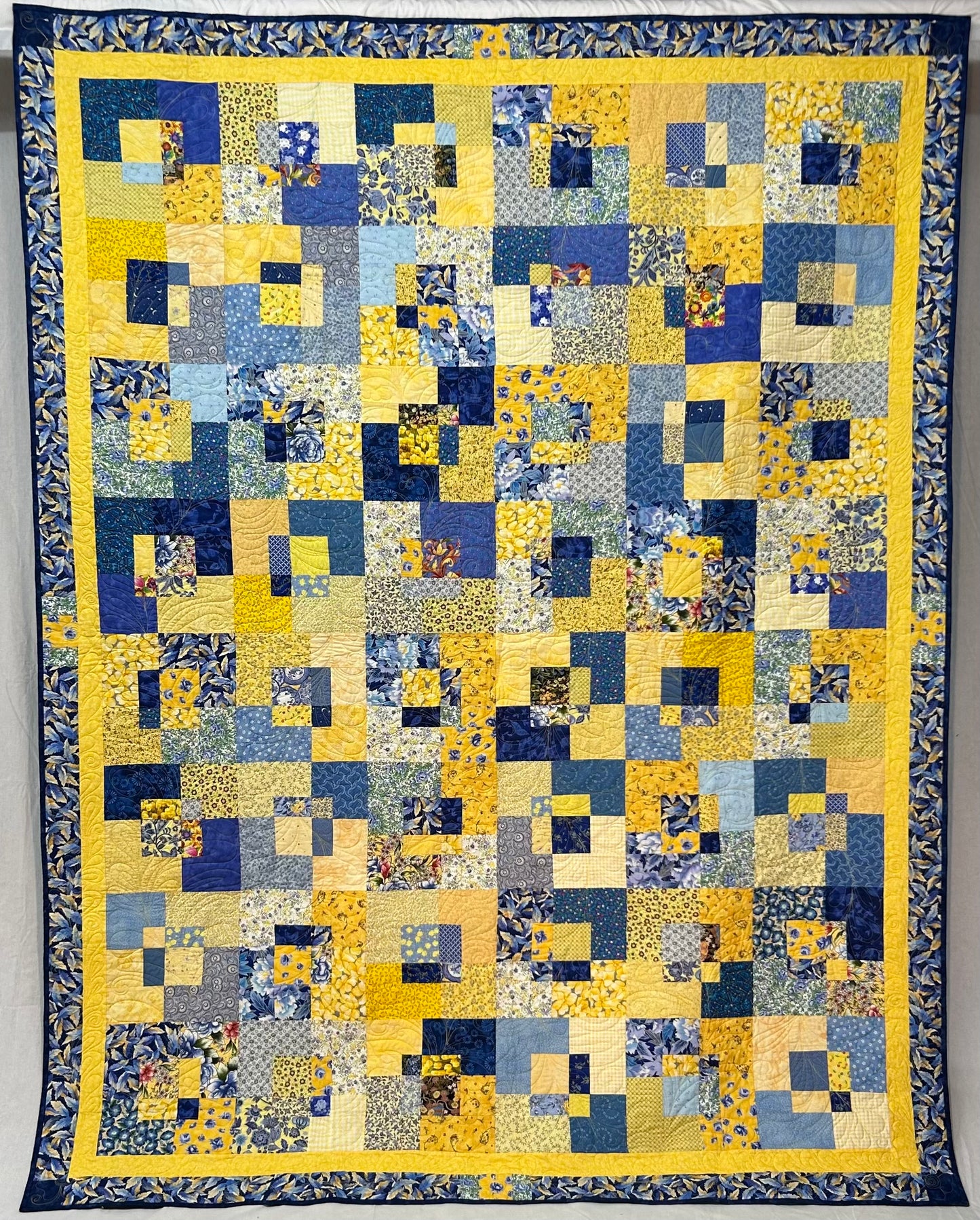 Blue & Yellow Patchwork Quilt (Queen)