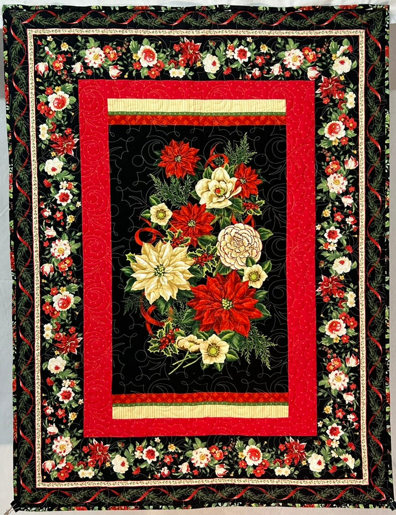 Holiday Poinsettias Quilt (Throw)