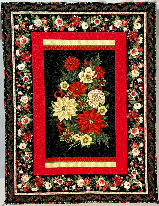 Holiday Poinsettias Quilt (Throw)