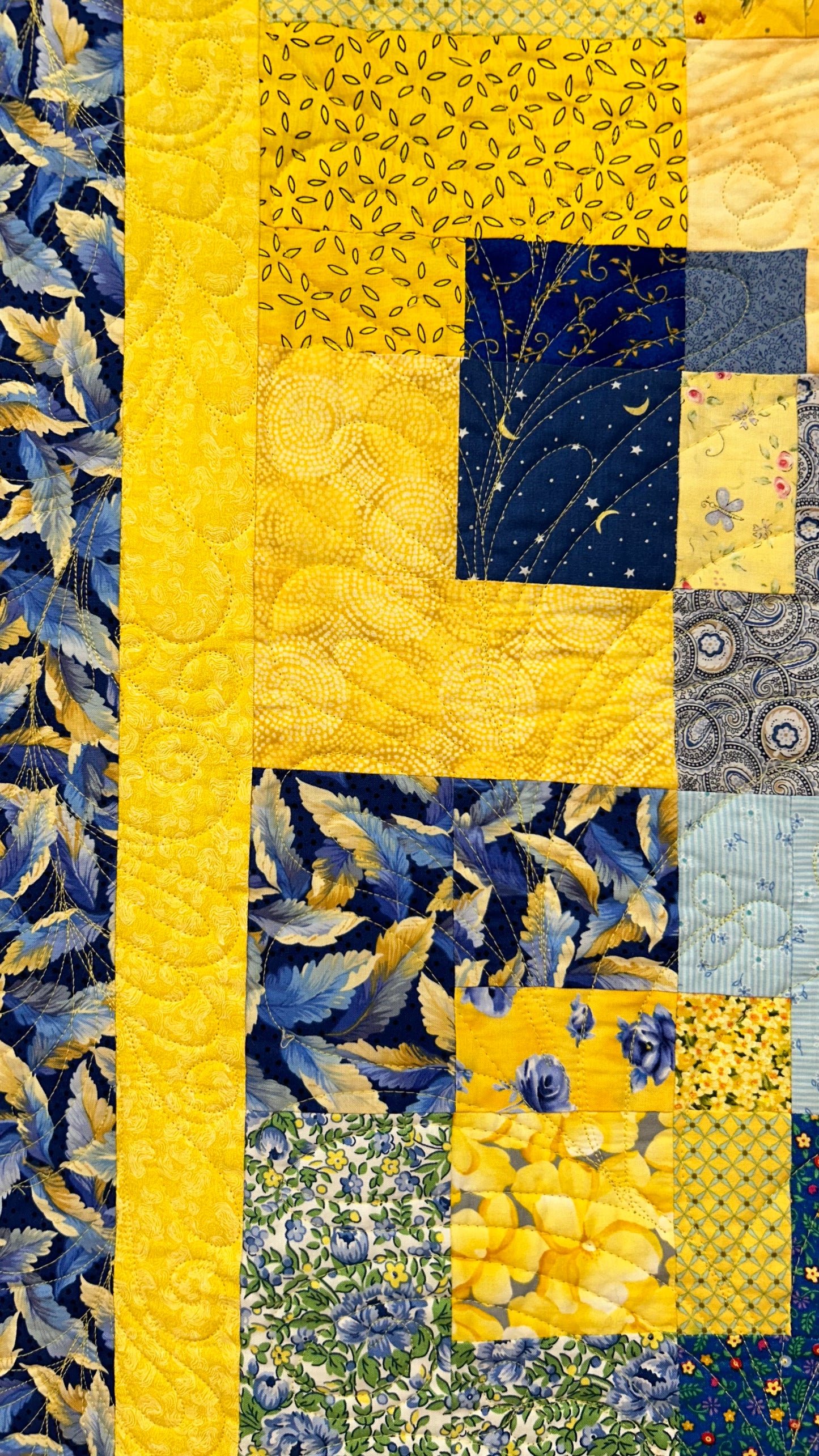 Blue & Yellow Patchwork Quilt (Queen)