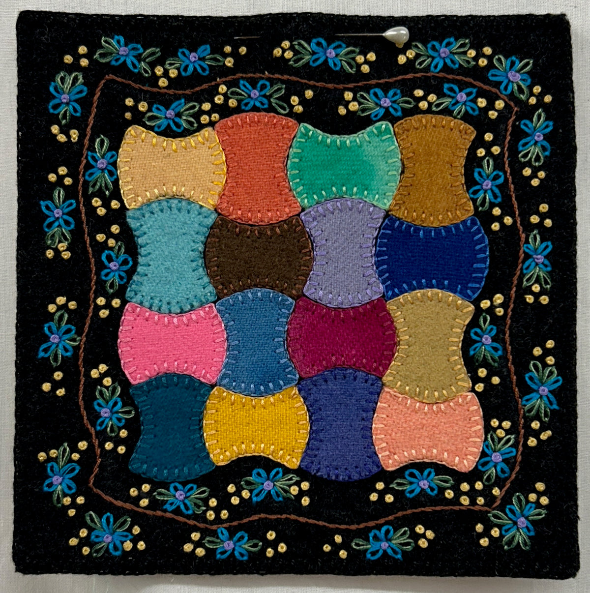 Apple Core Blue Penny Rug