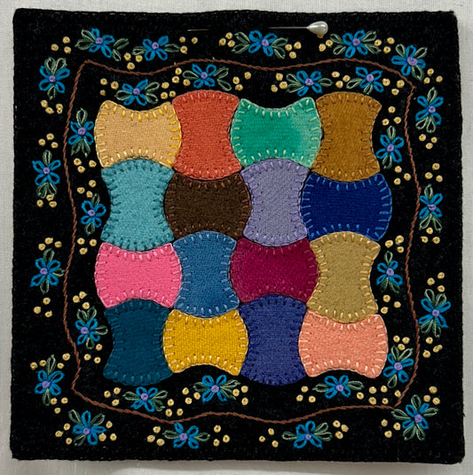 Apple Core Blue Penny Rug