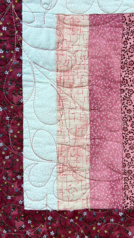 Pink Rail Fences Quilt (Twin)