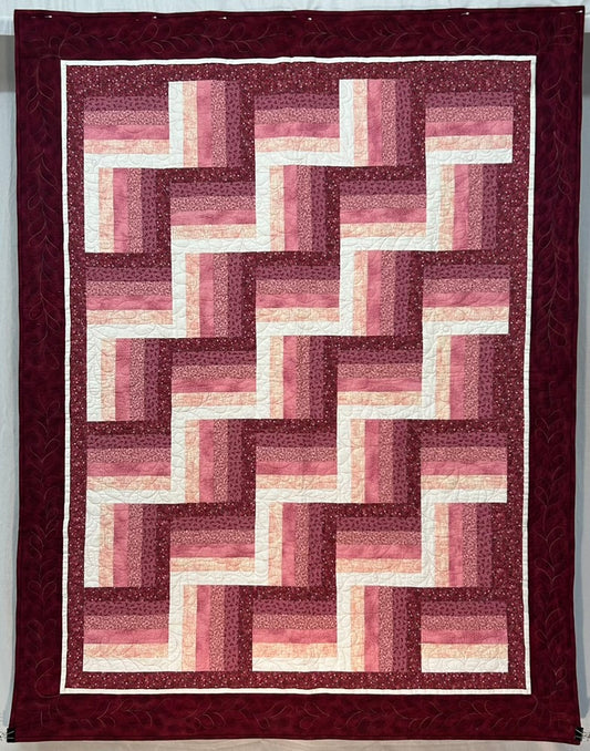 Pink Rail Fences Quilt (Twin)