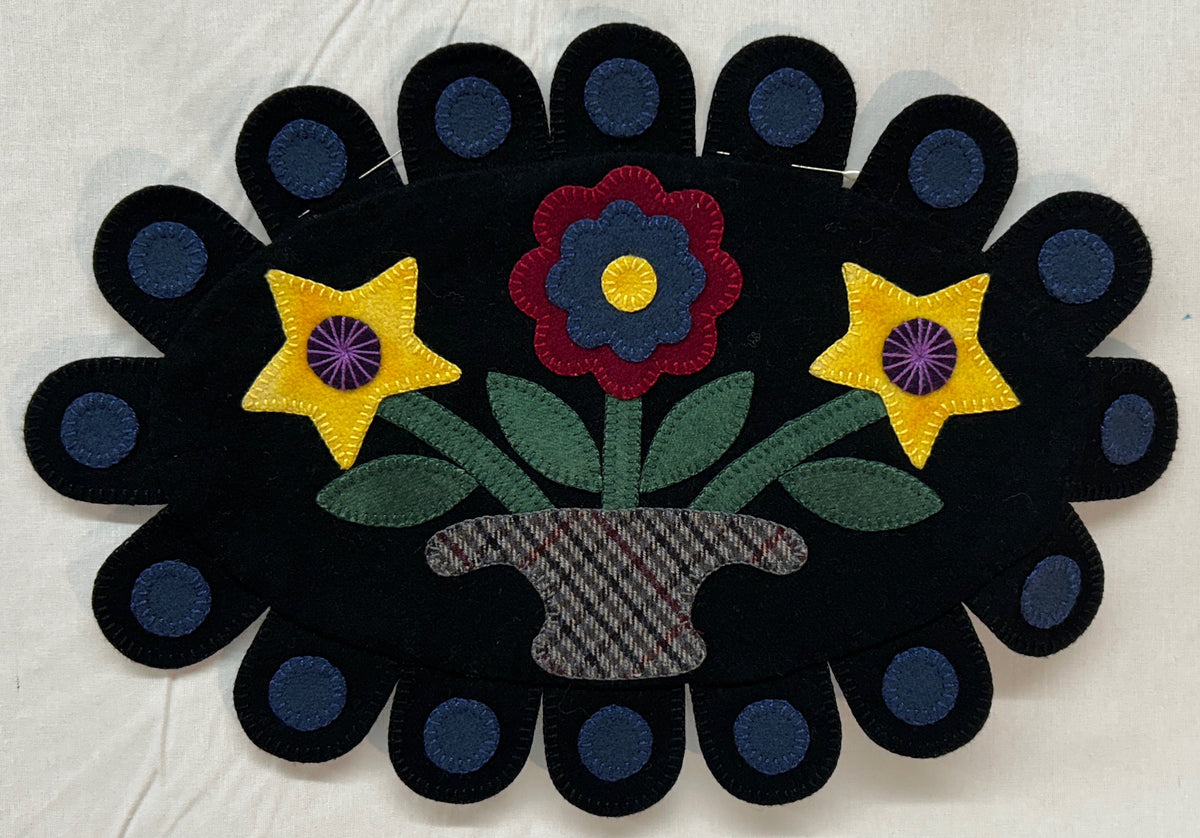 Pot of Flowers Penny Rug