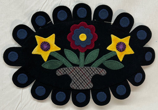 Pot of Flowers Penny Rug
