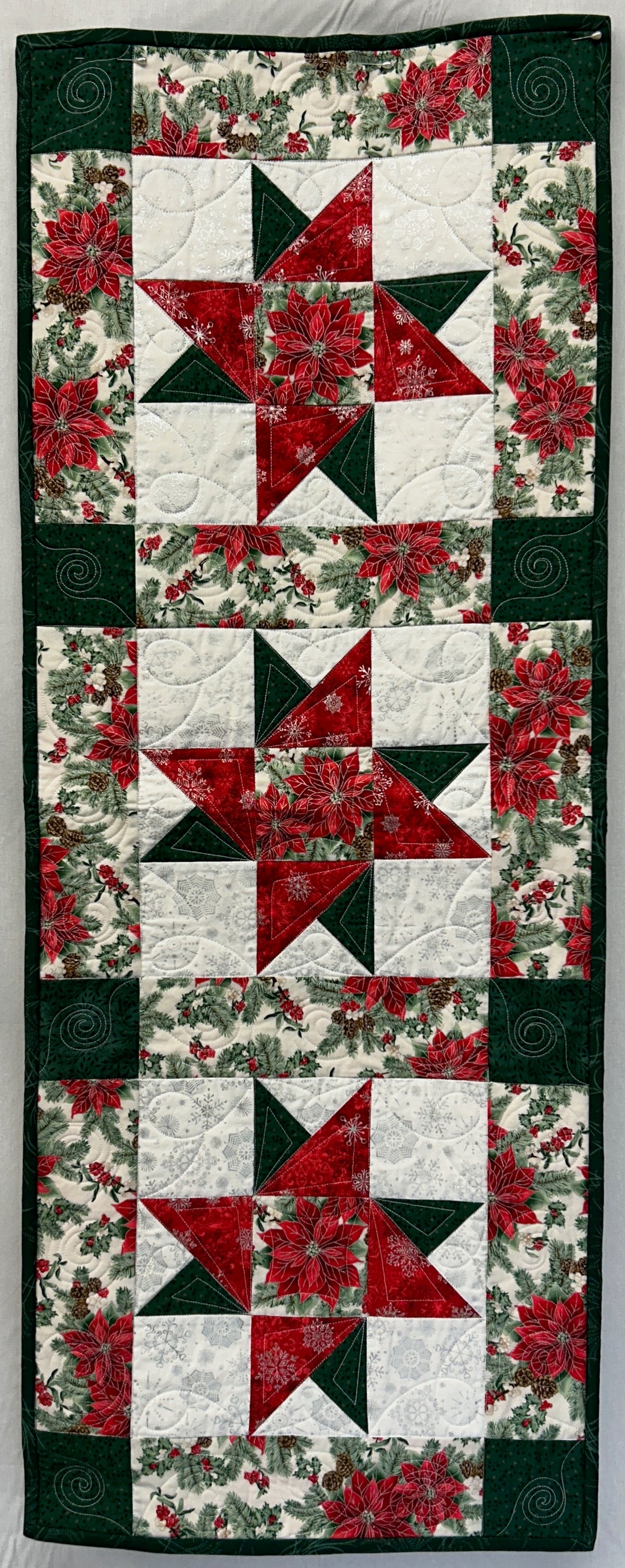 Red Green & White Stars Table Runner